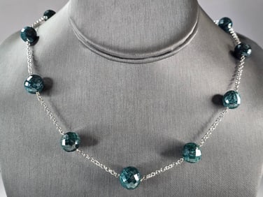 Womens Vintage Estate Sterling Silver Natural Sapphire ? Necklace