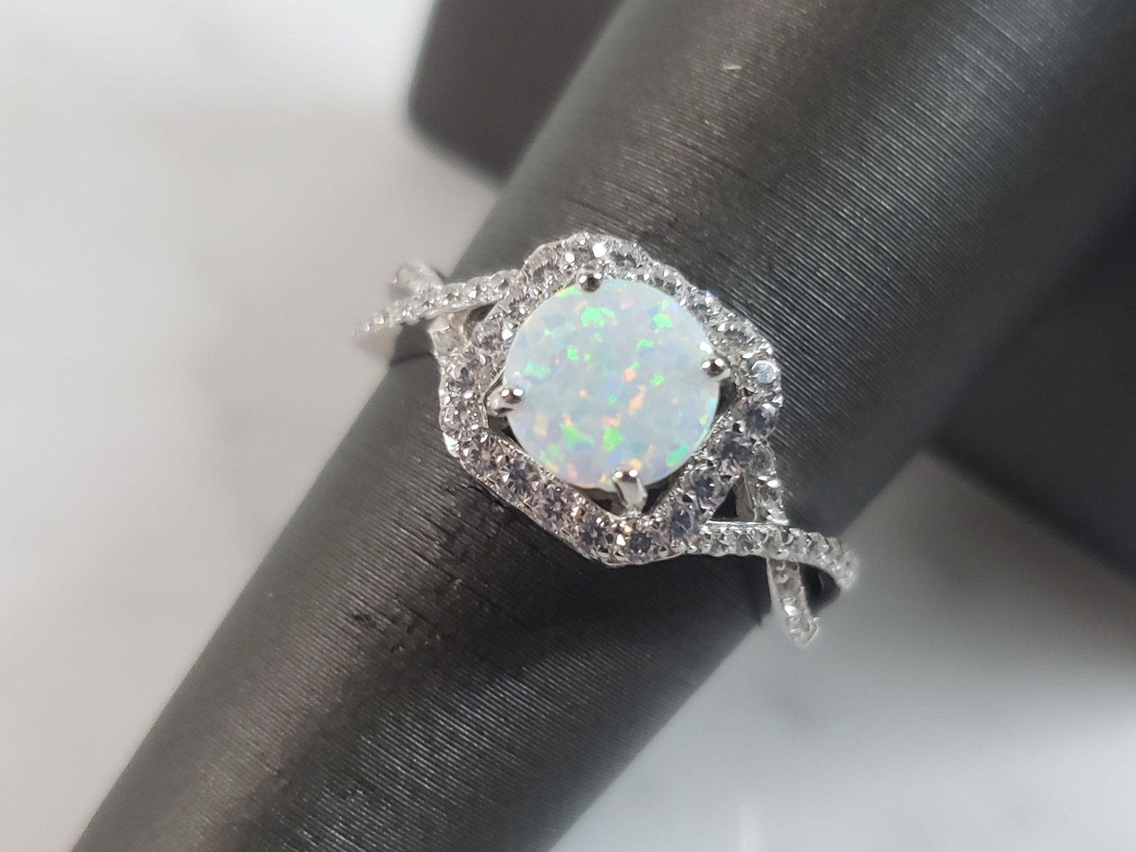Womens Sterling Silver Modernist Opal Stone Ring (1 of 5)