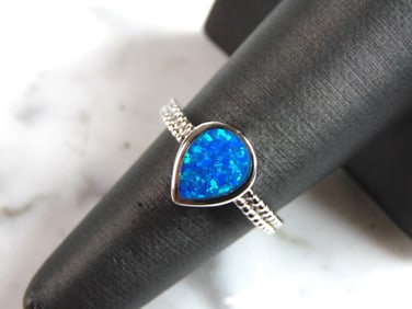 Womens Sterling Silver Modernist Opal Ring