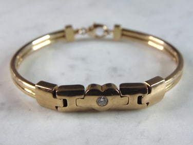 Womens Vintage Estate 14K Yellow Gold Diamond Bracelet