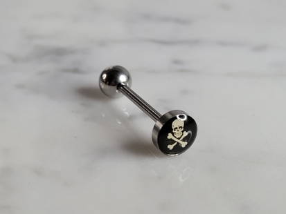 New Surgical Steel Goth Skull Bones Nipple Ear Tongue Piercing Barbell: A NEW BODY PIERCING MADE OF SURGICAL STEEL WITH A GOTHIC SKULL & BONES. PIERCING BAR MEASURES 1" LONG. ANY QUESTIONS, PLEASE DON'T HESITATE TO ASK. MAKES AN ATTRACTIVE GIFT FOR THAT SOMEONE SPECIAL. B