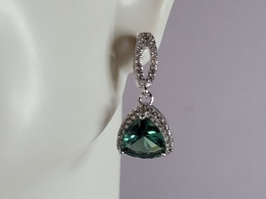Womens Sterling Silver Modernist CZ Earrings
