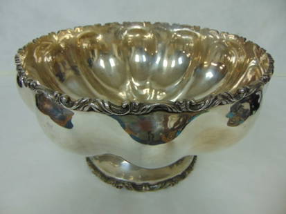 ANTIQUE .950 STERLING SILVER PUNCH BOWL: A LOVELY VINTAGE ANTIQUE STERLING SILVER .950 PUNCH BOWL THAT WAS MADE BY PLATERIA VIGUERAS OF MEXICO. THE BOWL WEIGHS 2464g, AND MEASURES 7 1/2" TALL BY 13" IN DIAMETER. CONDITION IS GOOD, BUT IT DOE