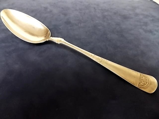 ANTIQUE .925 STERLING SILVER SERVING SPOON, 49.1g (1 of 6)