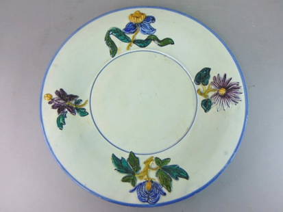 Decorative Hand Painted French Porcelain Floral Plate: FOR SALE IS THIS VINTAGE DECORATIVE HAND PAINTED FRENCH PORCELAIN FLORAL PLATE. THE PLATE MEASURES 12 1/4" IN DIAMETER. PLATE HAS BLEMISHES FROM ITS AGE AS SEEN IN THE PICTURES, WOULD BE BUYING AS IS.