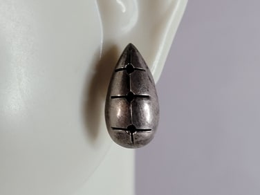 Womens Vintage Estate Sterling Silver Modernist Earrings