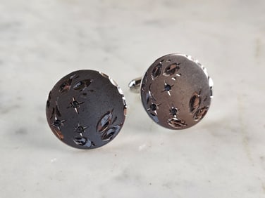 Mens Vintage Estate Sterling Silver Modernist Anson Cufflinks