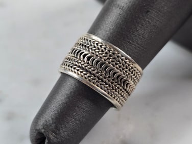 Womens Vintage Estate Sterling Silver Cigar Band Ring