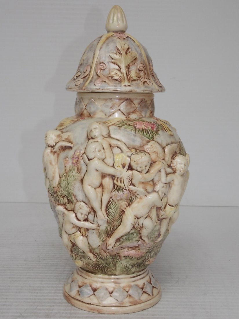 VINTAGE HAND PAINTED CERAMIC URN VASE SIGNED BALDWIN Mar 31, 2013