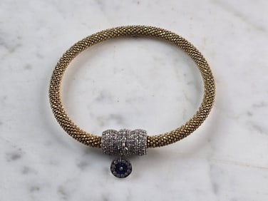 Womens Estate Sterling Silver Gold Tone Mesh Magnetic Bracelet