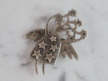 Womens Vintage Estate Sterling Silver Shooting Star Brooch