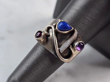 Womens Vintage Estate Sterling Silver Modernist Ring