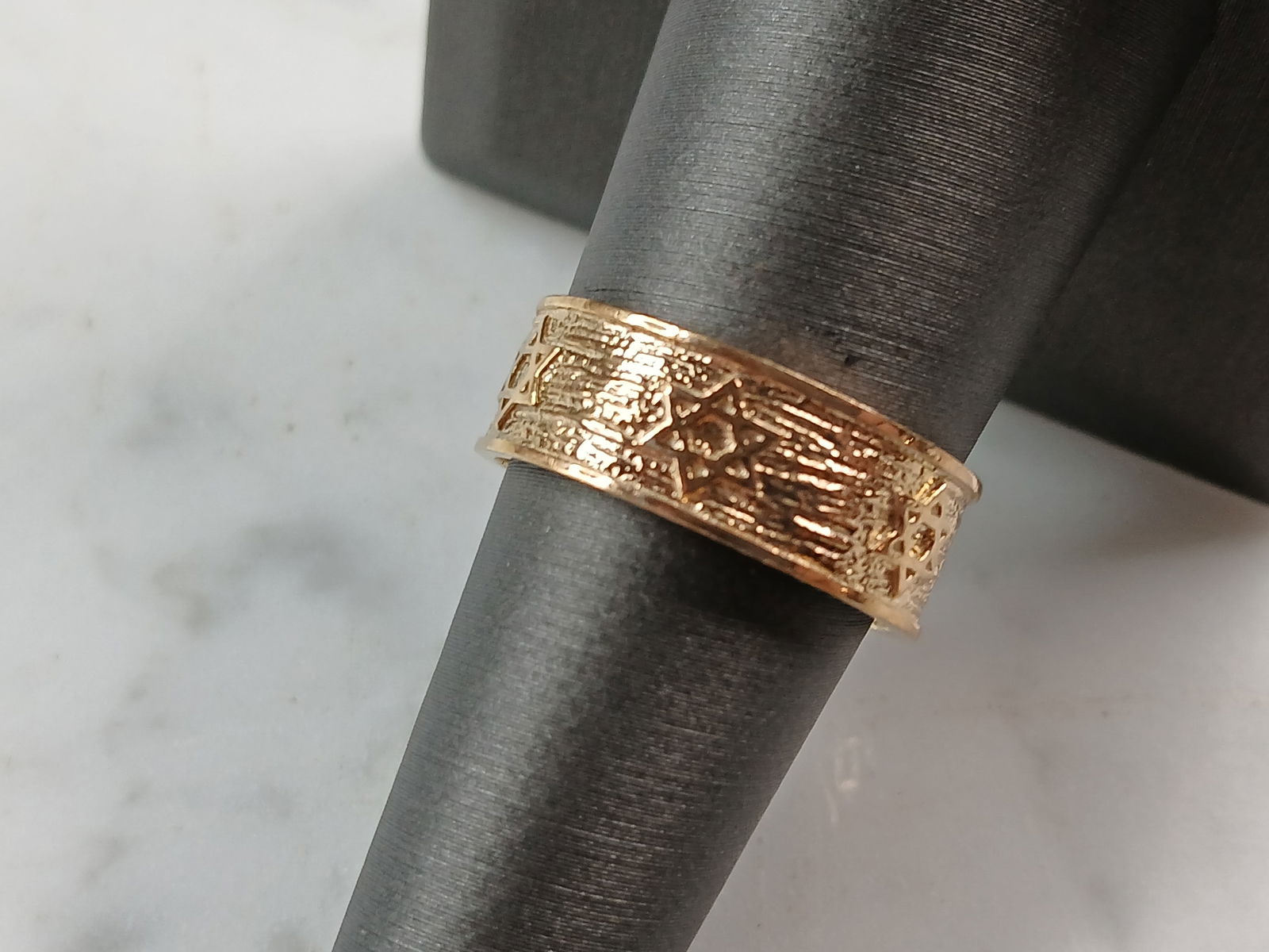 Mens Sterling Silver Gold Tone Judaica Jewish Star of David Ring (1 of 4)