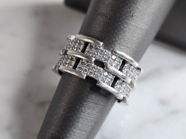 Womens Vintage Estate Sterling Silver CZ Ring