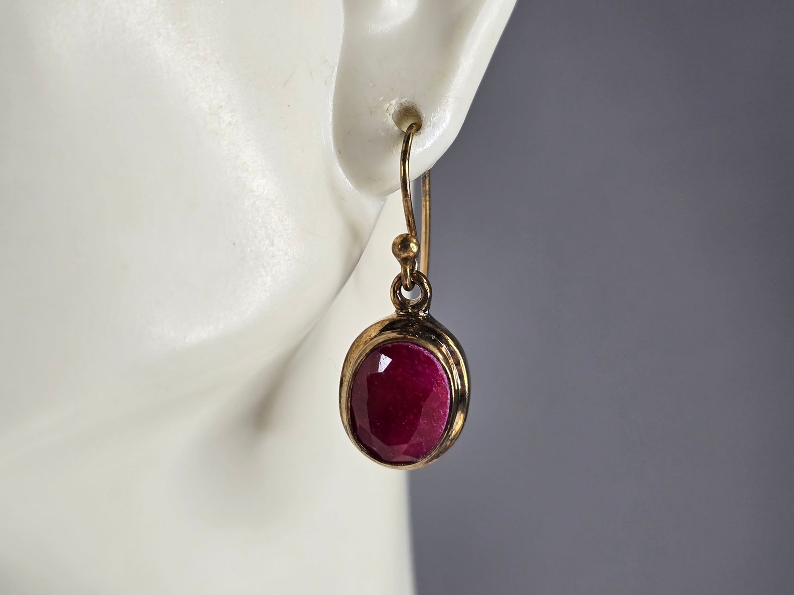 Womens Estate Sterling Silver Gold Tone Natural Ruby Earrings (1 of 3)