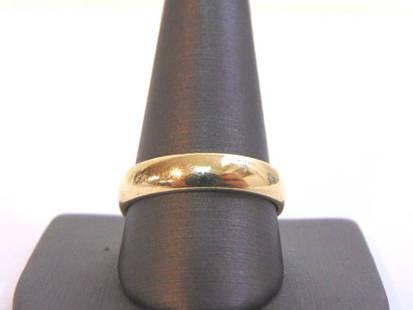 Mens Vintage Estate 14K Gold Wedding Band Ring: A MEN'S VINTAGE ESTATE 14K GOLD WEDDING BAND THAT WEIGHS 6.7g. THE RING SIZE IS A 11.5, AND IS JUST UNDER 3/16" WIDE. RING IS NOT STAMPED BUT IT HAS BEEN TESTED. RING ALSO HAS SOME PERSONALIZED ETCHIN