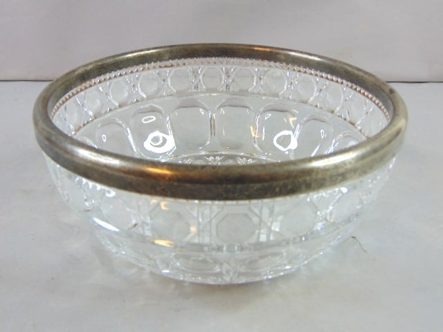 Waterford Design Pressed Glass W/ Silver Plate Bowl (1 of 4)