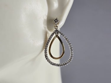 Womens Vintage Estate 14K Yellow Gold Diamond Earrings