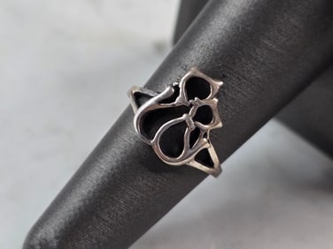 Womens Vintage Estate Sterling Silver Kitten Cat Ring