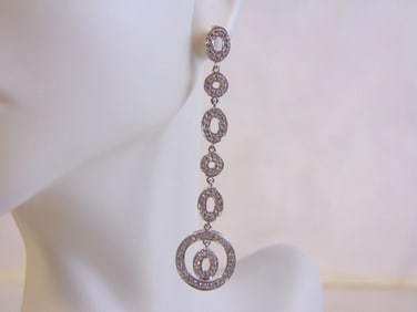 Vintage Estate Sterling Silver Earrings w/ CZ Stones