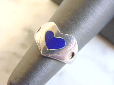 Womens Vintage Estate Sterling Silver Heart Ring