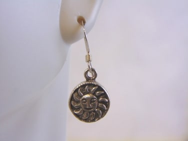 Womens Vintage Estate Sterling Silver Sun Earrings