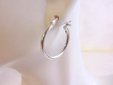 Vintage Estate Womens Sterling Silver Hoop Earrings