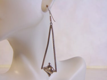 Womens Vintage Estate Sterling Silver Dangle Earrings
