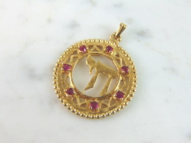 Womens Vintage Estate 14K Yellow Gold Judaica Jewish Pendant