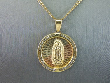 14K Mixed Gold Necklace W/ Religious Pendant