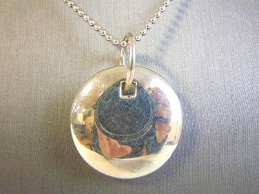 Womens Sterling Necklace W/ Silver Circle Pendant