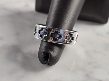 Mens Vintage Estate Sterling Silver Cross Ring