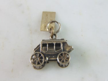 Womens Vintage Estate Sterling Silver Carriage Charm