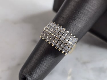 Womens Vintage Estate 14K Yellow Gold Diamond Cluster Ring