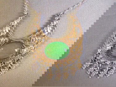 Womens Sterling Silver Aventurine Pendant W/ Necklace