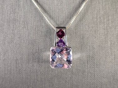 Womens Estate Sterling Silver Amethyst Pendant w/ Necklace