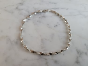 Womens Vintage Estate Twisted Sterling Silver Italian Bracelet