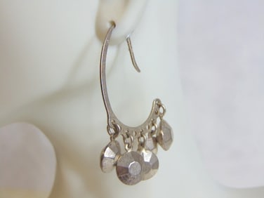 Womens Vintage Estate Sterling Silver Dangle Earrings