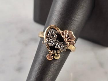 Womens Vintage Estate 14k Gold La Quinceanera Ring