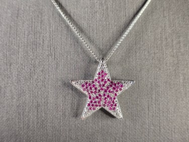 Womens Sterling Silver Star Pendant W/ Necklace