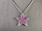 Womens Sterling Silver Star Pendant W/ Necklace