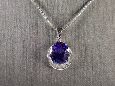 Womens Vintage Estate Sterling Silver Modernist Pendant & Necklace