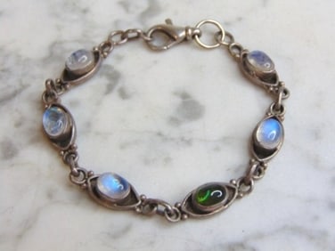 Womens Vintage Sterling Silver Multi Stone Bracelet