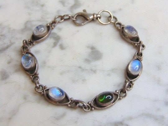 Womens Vintage Sterling Silver Multi Stone Bracelet (1 of 3)