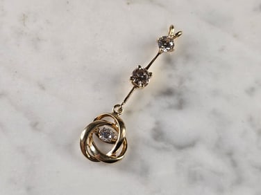 Womens Vintage Estate 10K Yellow Gold Diamond Pendant
