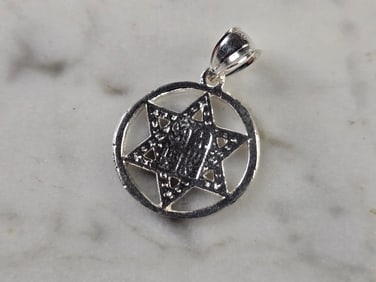 Sterling Silver Jewish Judaica Star of David Torah Pendant