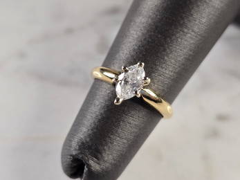 Womens Vintage Estate 14K Gold Marquise Diamond Engagement Ring