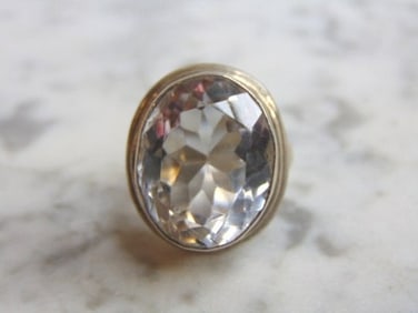 Womens Vintage Estate Sterling Silver CZ Stone Ring