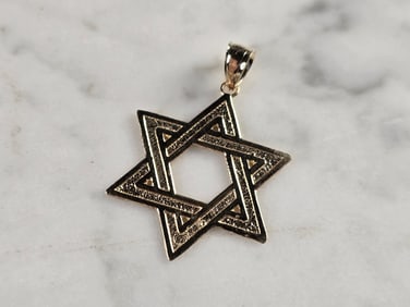 14K Gold Jewish Judaica Star of David Charm Pendant