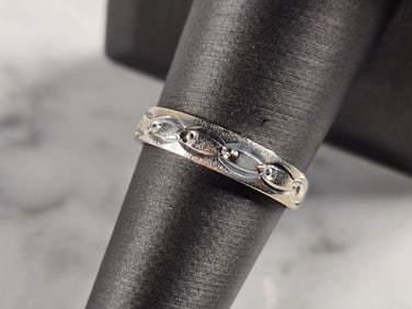 Womens Vintage Estate 14k White Gold Modernist Ring Band